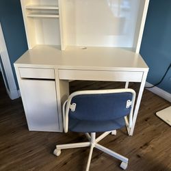 White IKEA Desk with Chair