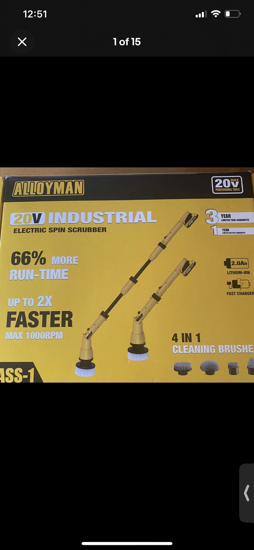 Alloyman 20V Industrial Electric Spin Scrubber