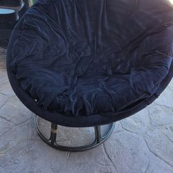 Brown Papasan Chair With BLACK PROTECTIVE COVER