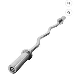 NEW Fitness Olympic Curl Bar, 4FT Alloy Steel Barbell with 2IN Sleeves, Silver 