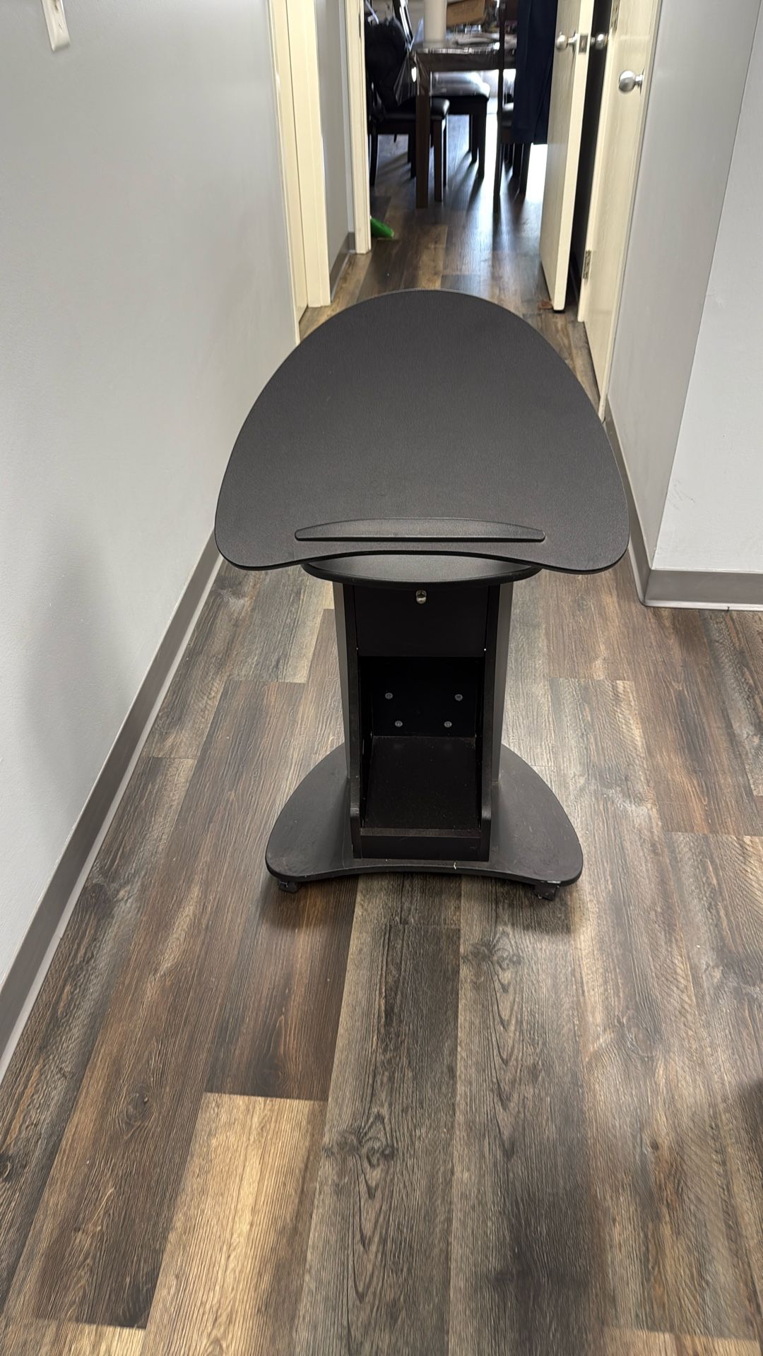 SIT-TO-STAND ROLLING ADJUSTABLE HEIGHT LAPTOP CART WITH STORAGE