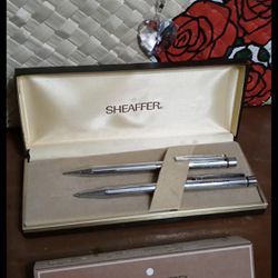 Vintage Sheaffer Stainless Steel Ballpoint Pen and Pencil Set