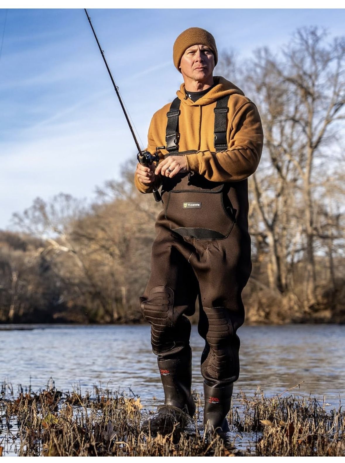 TIDEWE Neoprene Waders, Cleated Bootfoot Men Chest Waders, Waterproof Fishing & Hunting Neoprene Chest Waders