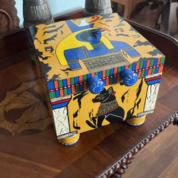Hand Painted Egyptian Style Wooden Box