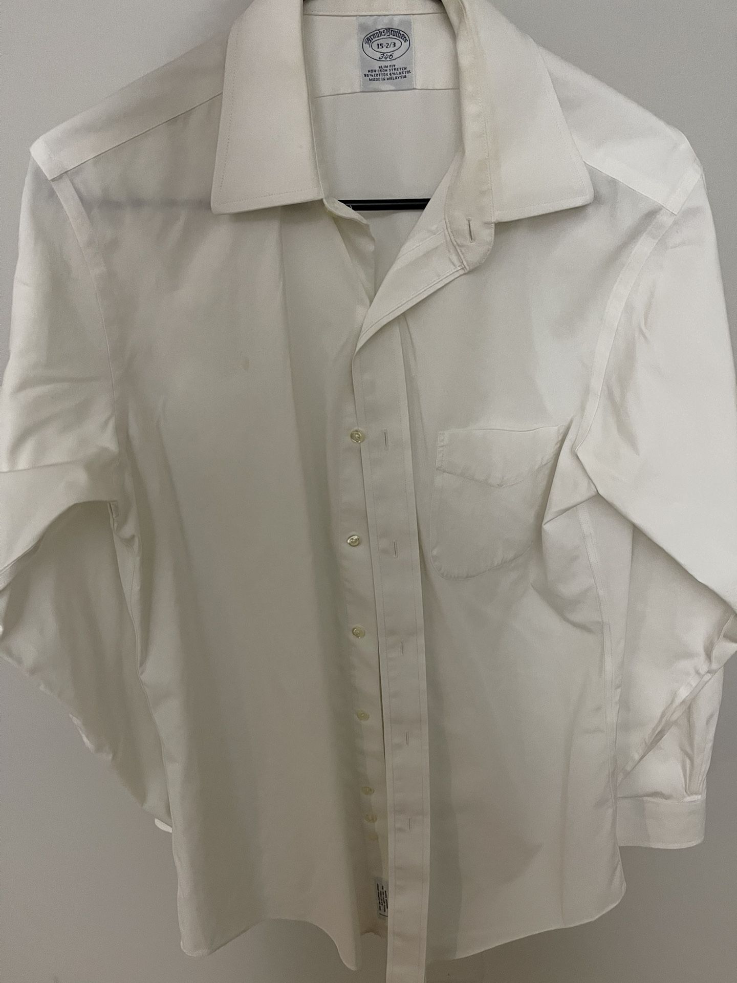 Brooks Brothers 346 Button Up Dress Shirt Mens Size 15 -2/3 Slim Fit