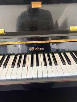 Weber Upright Piano with Matching Bench – Gloss Black