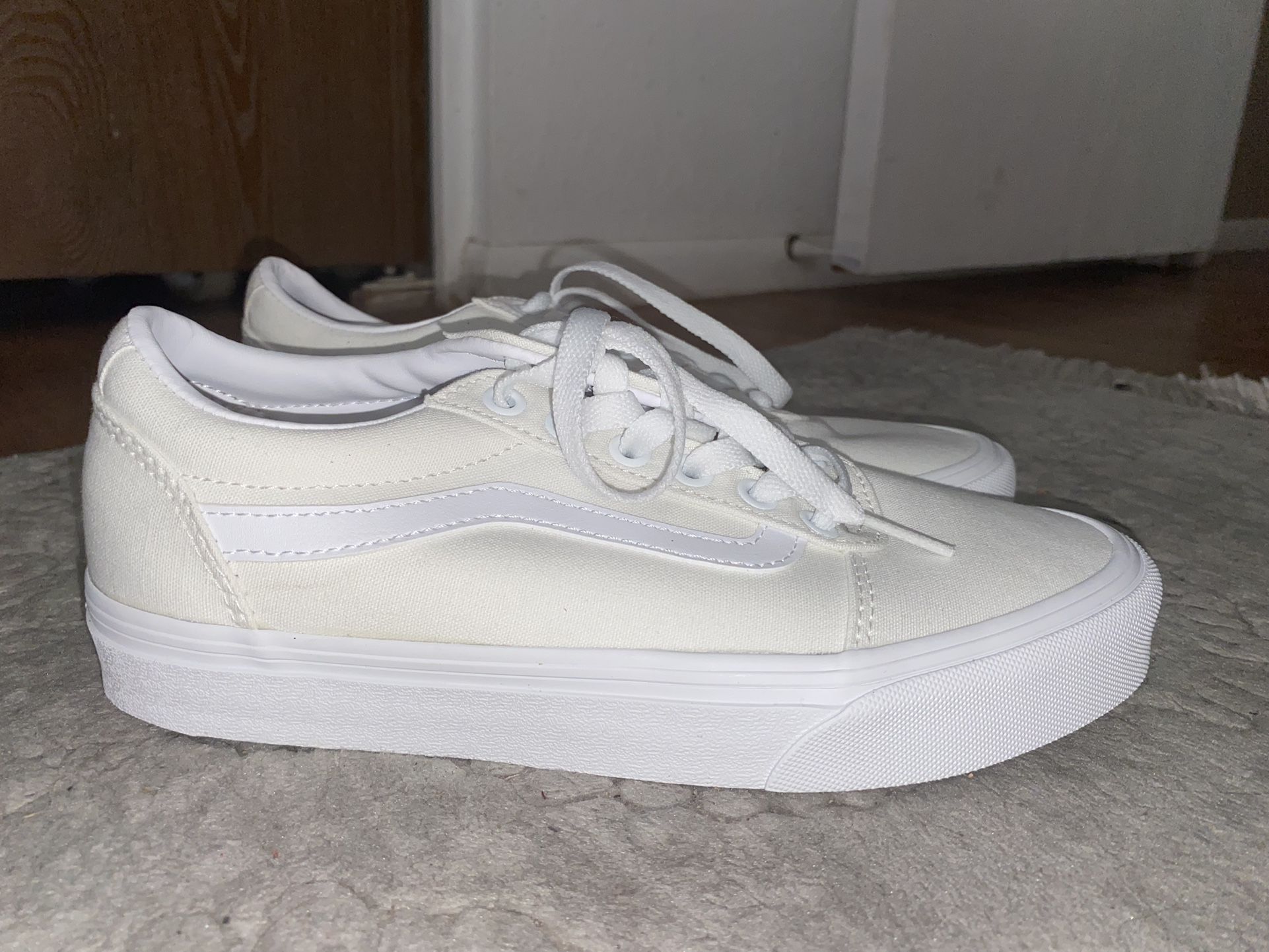 Triple White Vans