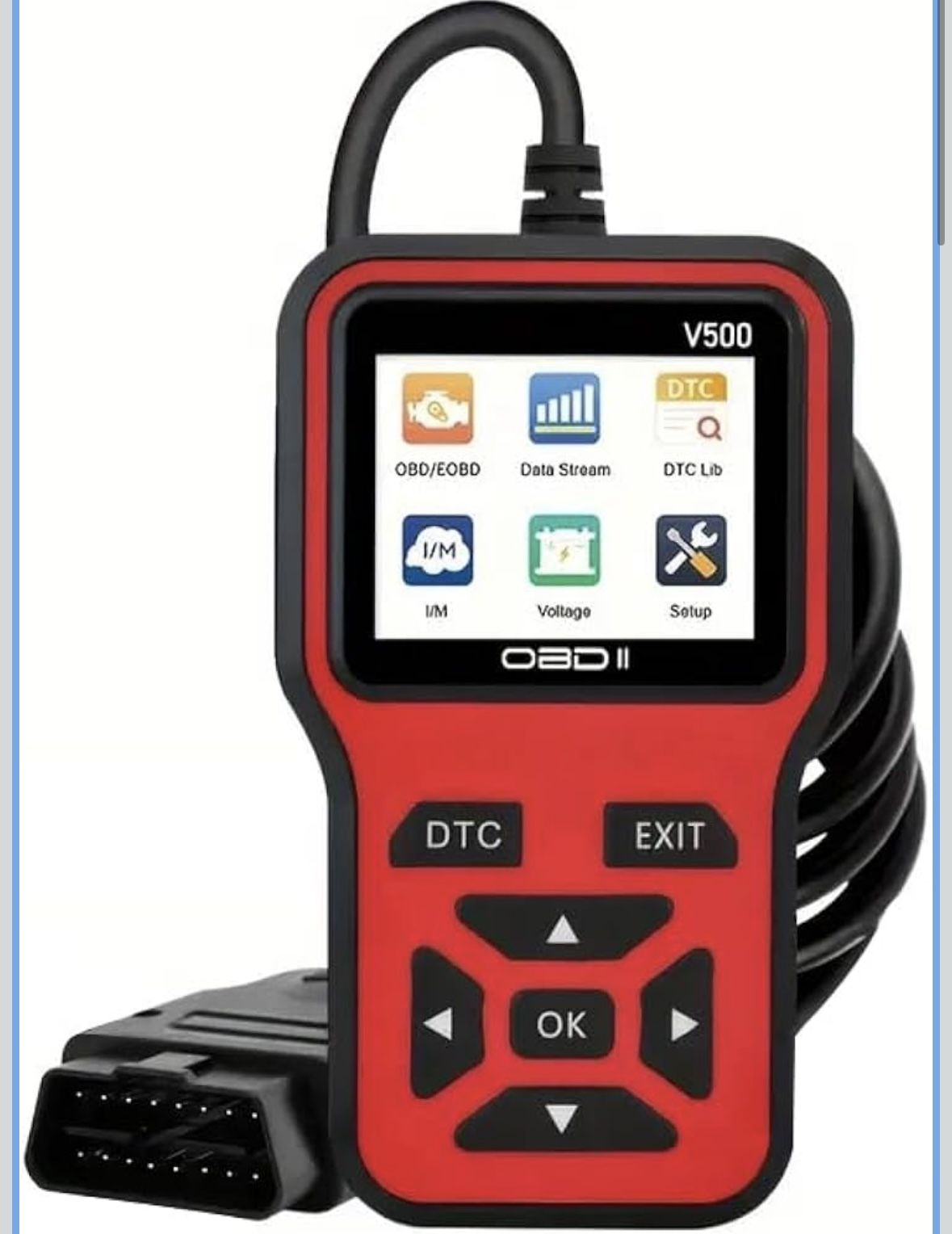 Generic OBD2 Scanner, Professional Car Code Reader, Red, 6.5x4.5x3.0 Inches, Live Data Stream, Battery Test, 8 Languages Support, Universal Fit for Po