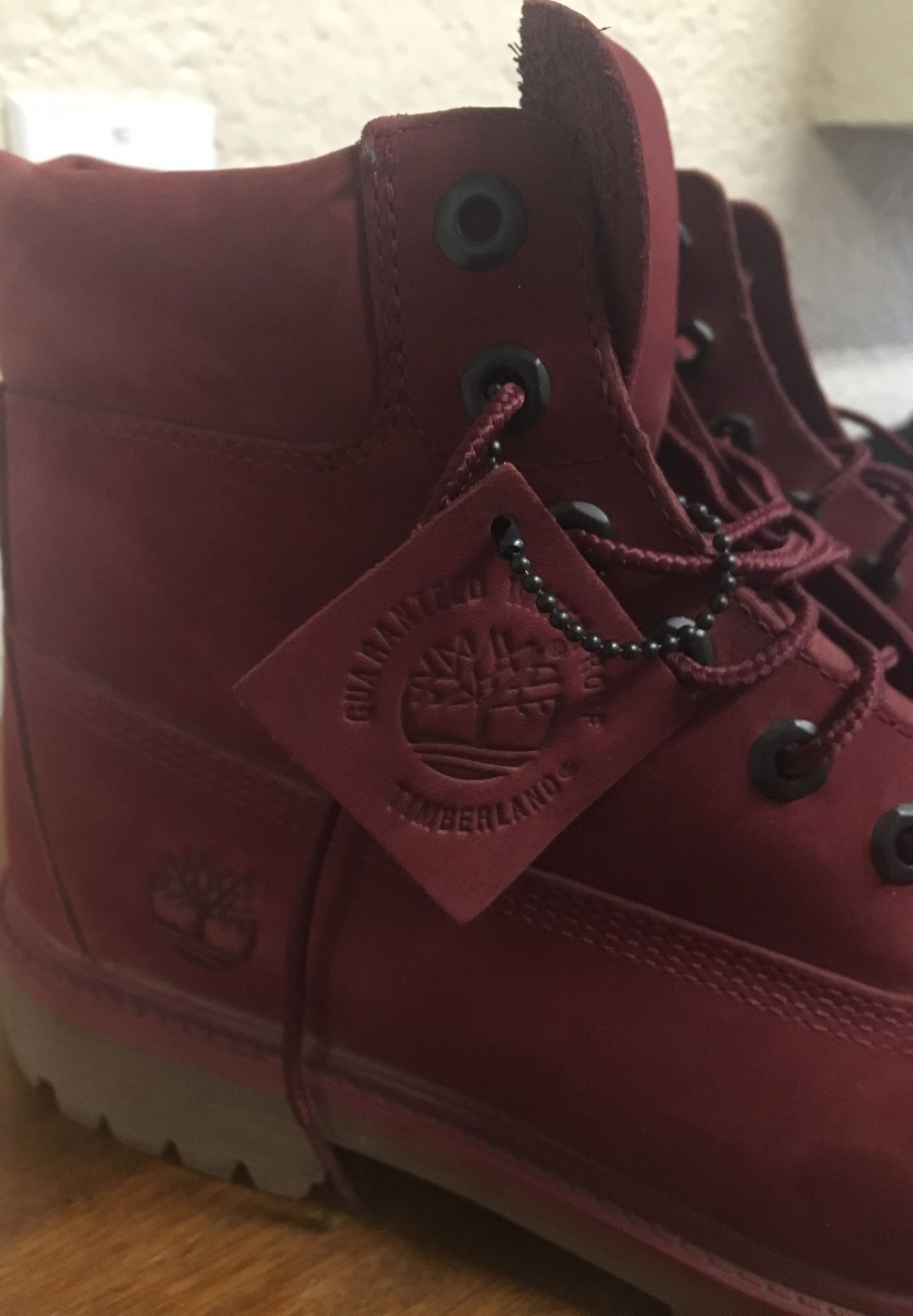 Red Timberland boots