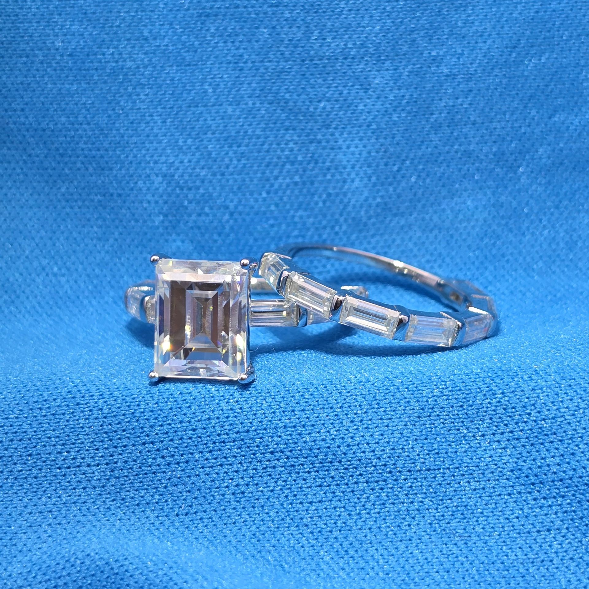 Moissanite 5.56 ctw Emerald Cut 2 in 1 Ring