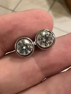 Certified! Stunning 2ct Moissanite Earrings In 18k Gold Over 925 Silver