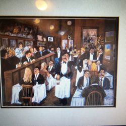 Vintage framed Guy Buffet print of "Washington Square Bar and Grill, San Francisco, CA, 1990" 