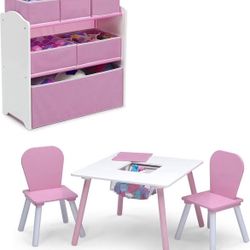 Delta Children 4-Piece Pink/White Toddler Playroom Set