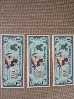 1990 Series Disney Dollars $1 Mickey Mouse Bills