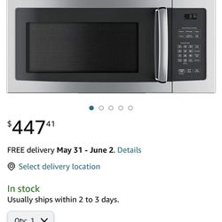 GE Over The Range Microwave  1.6 Cu Ft