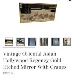 Hollywood 1970 Oriental Etched Mirror