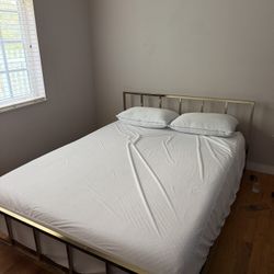 Modern Silver Bedframe + Queen Mattress 