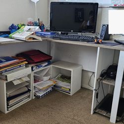 Moving Out Must Go:  Home office  L-Shaped Desk with Bookshelves