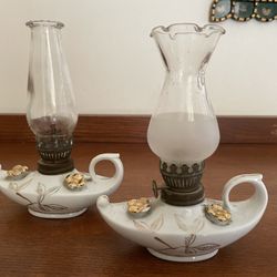 Vintage Japanese 6” Porcelain Oil Lamps $10 EACH
