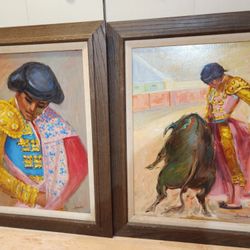 Original Signed Oil Painting Art -Spanish Matador Bullfighter