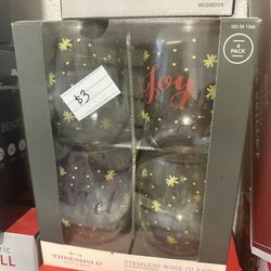 Christmas 4 Glass Cup Set 