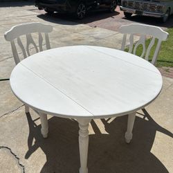 Round Wood Table With 2 Matching Chairs