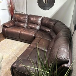 Brown Leather Sectional Couch