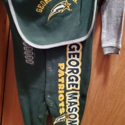 GEORGE MASON PATRIOTS - 2 pc Set un-footed Bodysuit &Bib- 18 M