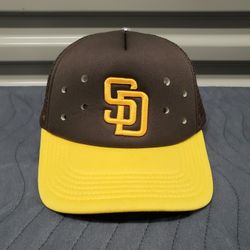 San Diego Padres SGA Melonwear Snapback Trucker Hat Vented  Friar Brown Yellow