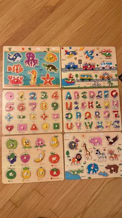 New Wooden Peg Puzzle Set for Toddlers – 6 Pack