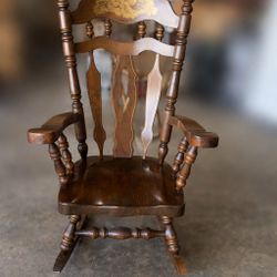 Vintage Solid Wood Full Sized Boston rocker farmhouse Rocking Chair 