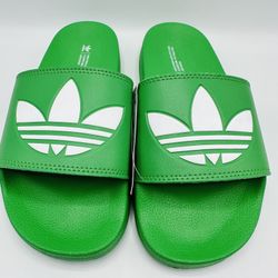 Adidas TREFOIL ADILETTE Lite Vivid Green Slides Sandals FX5909 Sz 7 Men/ 8 Wms