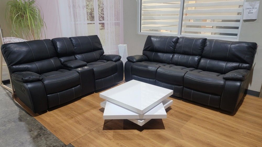 Sofa And Loveseat Reclining Padding Leather New