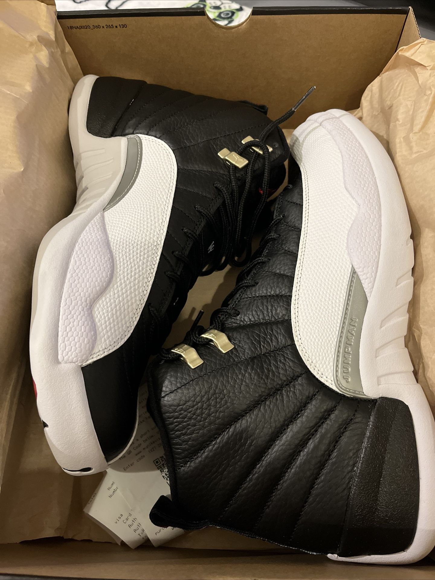 Air Jordan 12 Retro Mid Playoff CT8013 006 Mens Size 12 Black White Red