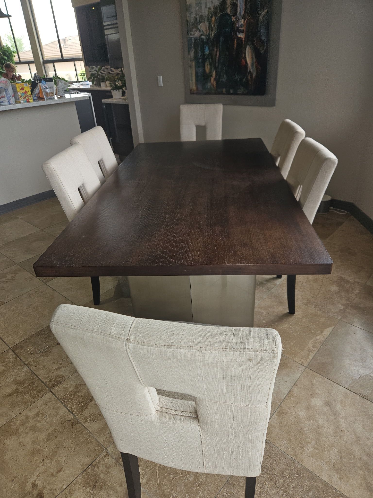 High-End Modern Dark Wood Dining Table - Seats 8 - Excellent Condition