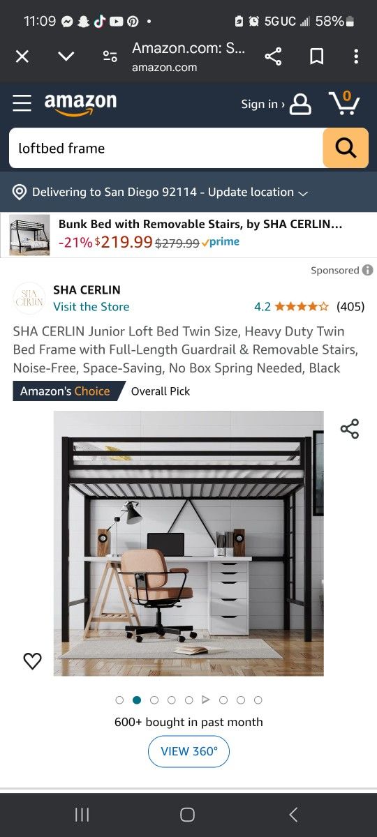 Full Sizeloft Bed Frame Used Blk