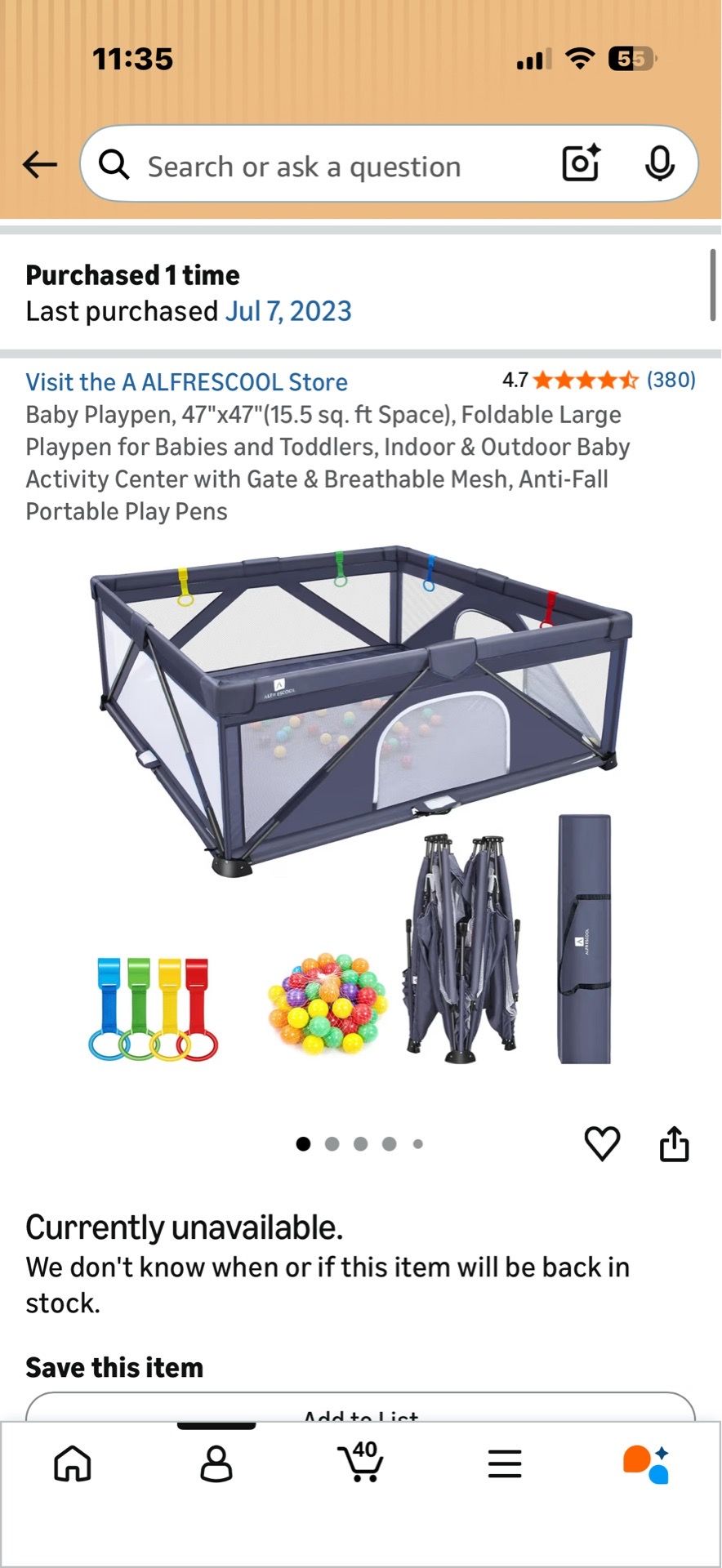 XL foldable babies playpen