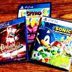 NEW TOTAL OF 5 GAMES: NEW Sonic Superstars PS5, NEW PS4 Balan Wonderworld, and PS4 Spyro Triple Game Set