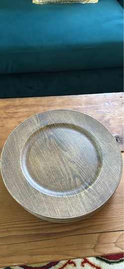 Wood Grain Charger Plates Set