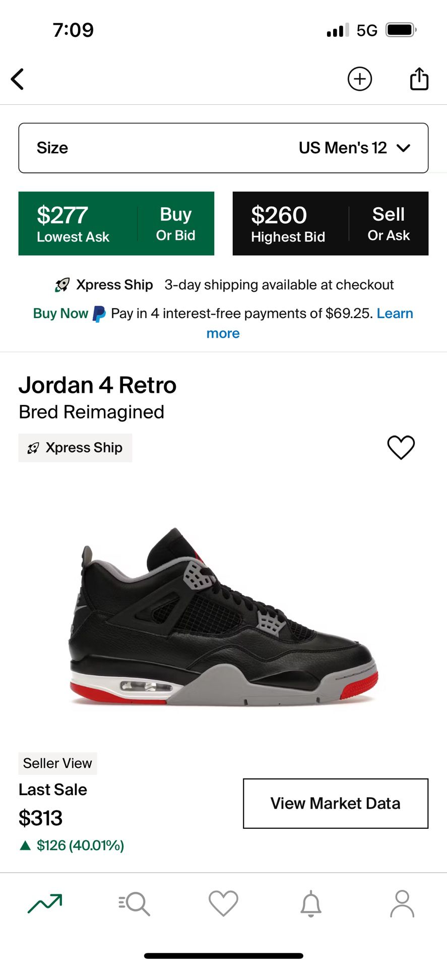 Jordan 4 Bred 2024 Size 12