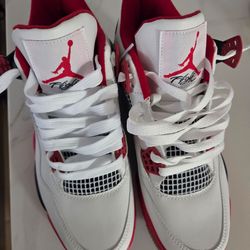 Air Jordan 4 Retro White Red Black Sneakers
