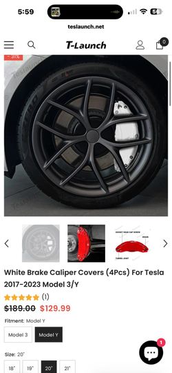 White brake caliper covers. Tesla model y