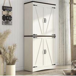 71" Tall Kitchen Pantry,Farmhouse Storage Cabinet with Adjustable Shelves