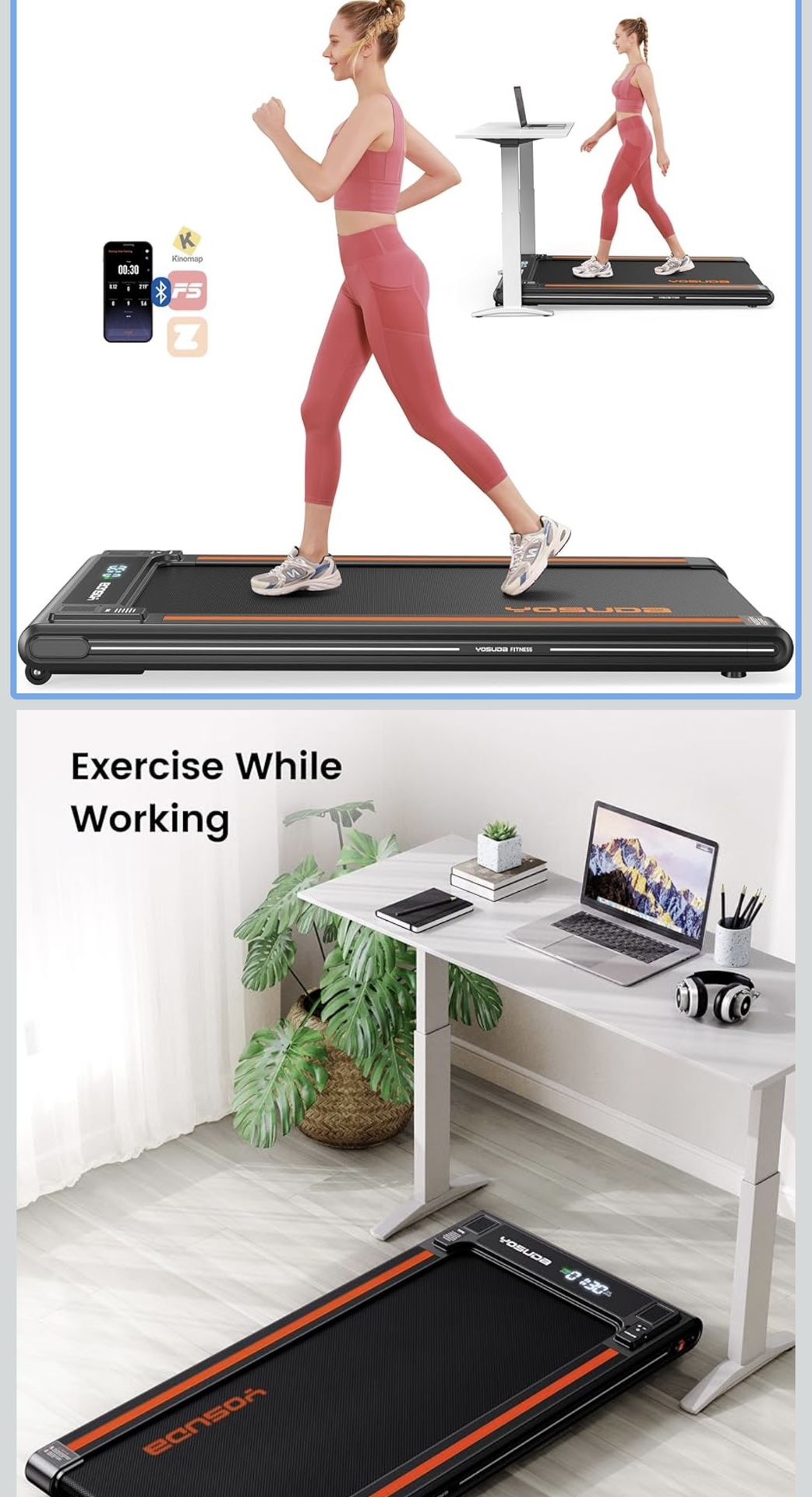 Walking Treadmill- 2 in 1 Under Desk Treadmill for Home/Office with Remote Control