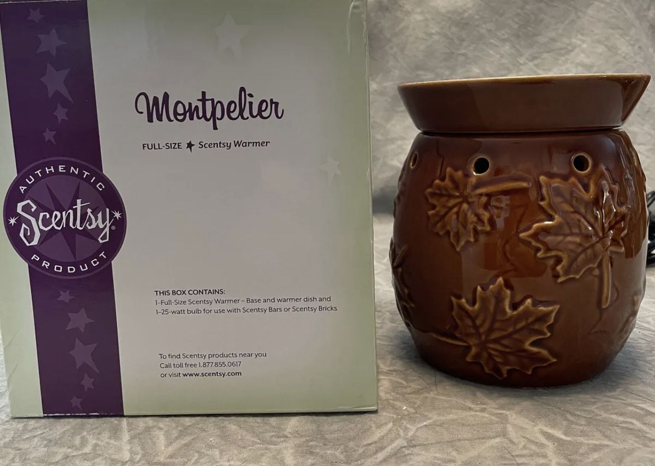 Retired Scentsy Montpelier Full Size Warmer - Fall, Autumn, Maple Leaves NIB 