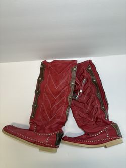 Hector Riccione Red Leather Boots – Size 6 (Used, Good Condition) ❤️👢