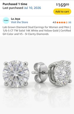 14k white gold earrings with lab grown diamond
