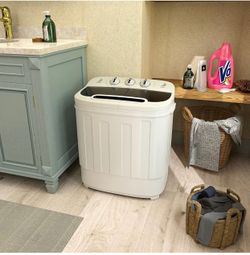 Portable Clothes Washing Machine Mini Twin Tub Washing Machine 13lbs Capacity with Spin Dryer,Compact Washer and Dryer Combo Lightweight Small Laundry