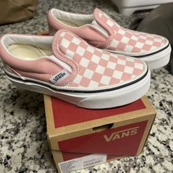 Kids Pink Checkered Vans Size 10.5 
