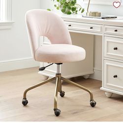 Pink Velvet Pottery Barn Upholstered Office Chair